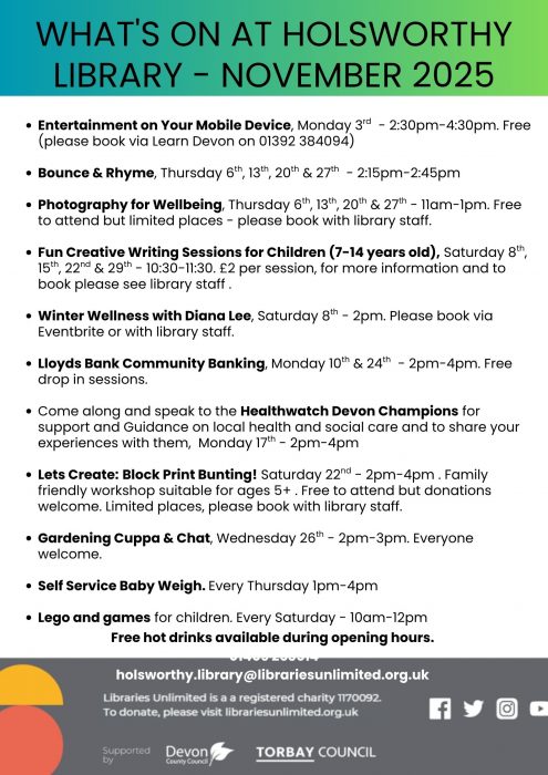 A list of What's on at Holsworthy Library