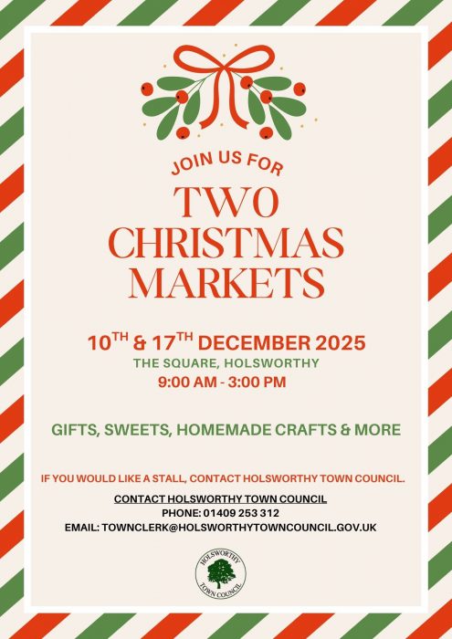 Poster for 2 additional Christmas Markets in DEcember (10th & 17th December 2025).
