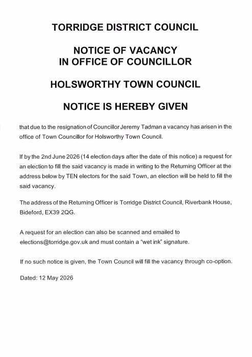 Notice of Vacancy Councillor Jeremy Tadman
