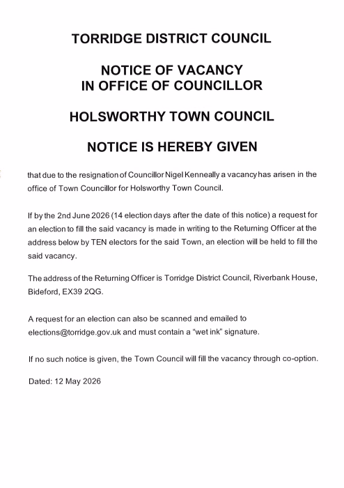 Notice of Vacancy Councillor Nigel Kenneally