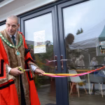 Photo of the Mayor of Holsworthy, Councillor J. Hutchings cutting the ribbon